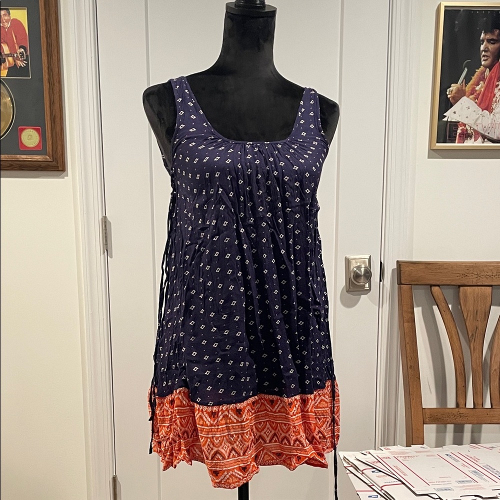 Roxy Navy and White Patterned Dress